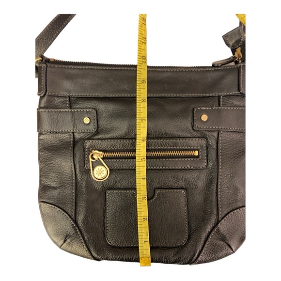 Isaac Mizrahi Unisex Cross-Body Bag Leather Black - Picture 6 of 7